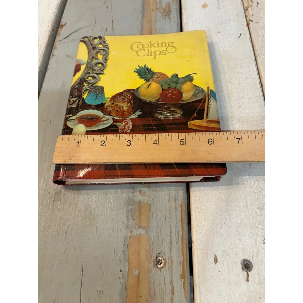 Vintage Cooking Clips Recipe Organizer Binder Mid Century Plaid Spiral Scrapbook